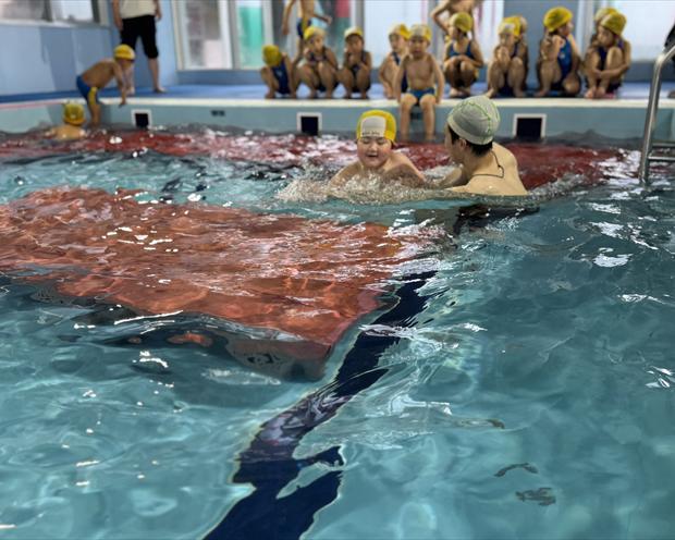 A swimming lesson in the indoor heated pool