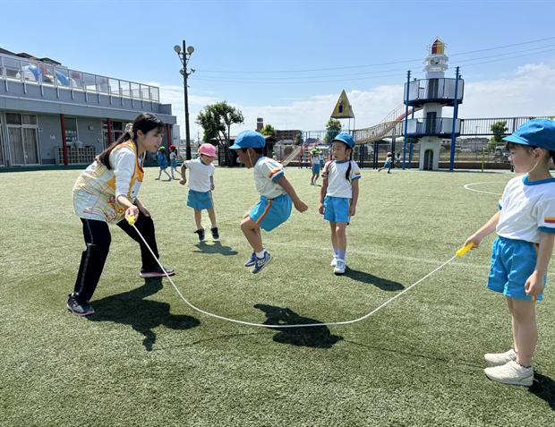 Children skipping rope